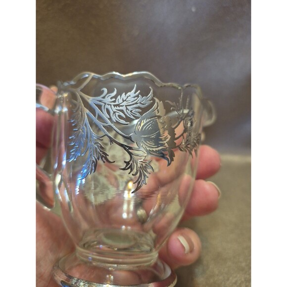 VTG Silver City Glass Co Sterling Silver Overlay Flanders Poppy Sugar & Creamer - Picture 14 of 16